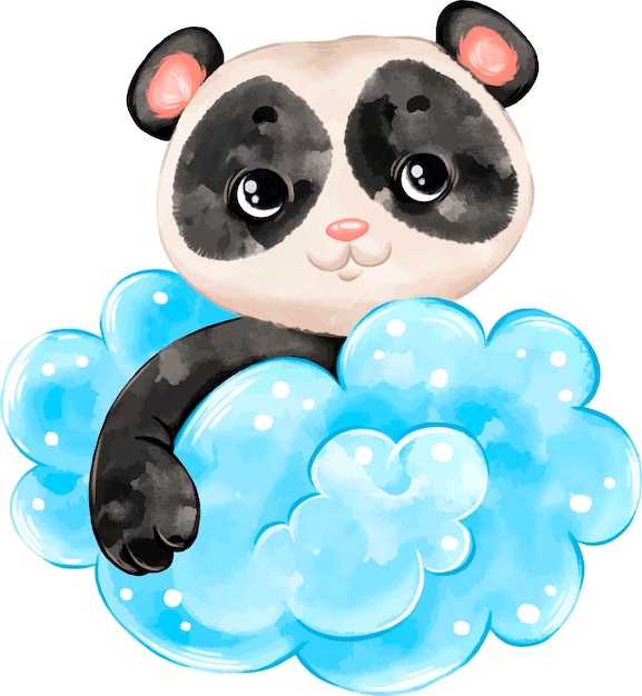 Akwarela Ilustracja Clipart Panda ładny Charakter. Rysunek, Ilustracja Do Książki Dla Dzieci