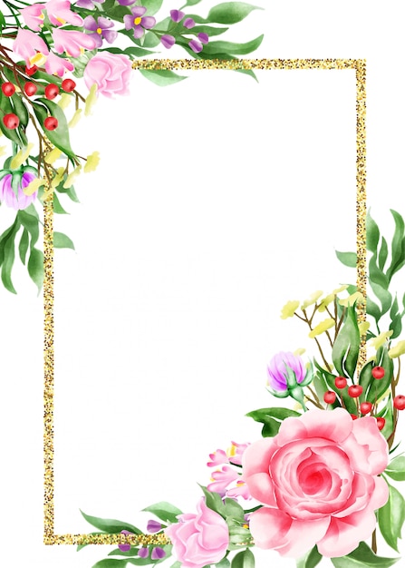 Akwarela Ilustracja Kwiatowy Ramki / Granicy