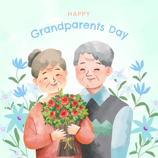 Plik wektorowy akwarela ilustracja na obchody dnia dziadków