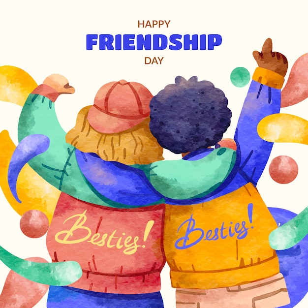 Plik wektorowy akwarela ilustracja na obchody międzynarodowego dnia przyjaźni