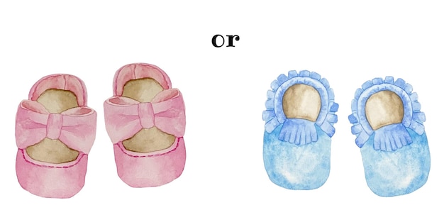 Akwarela Ilustracja Na Przyjęcie Z Okazji Ujawnienia Płci To Dziewczyna I Chłopiec Szablon Na Baby Shower