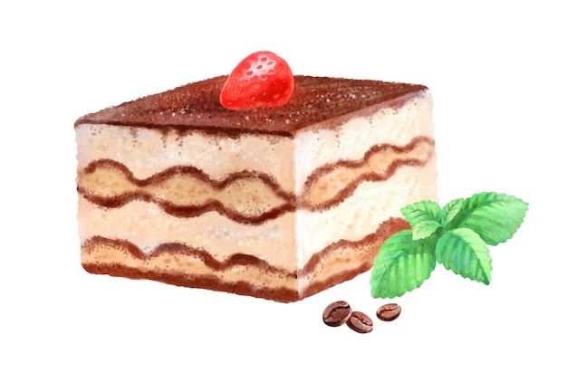 Plik wektorowy akwarela ilustracja tiramisu