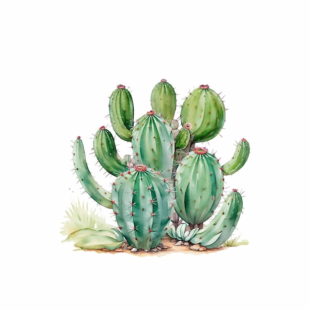 Plik wektorowy akwarela kaktus roślina na białym tle