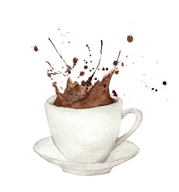 Plik wektorowy akwarela kawa powitalny z ilustracji puchar