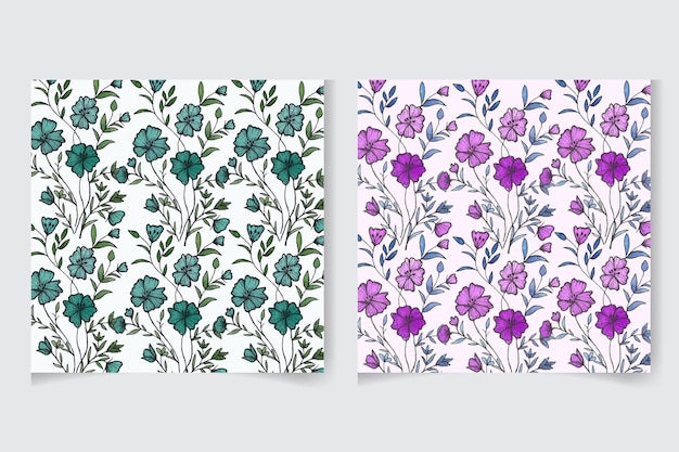 Plik wektorowy akwarela kwiatowy wzór z pięknym ręcznie malowanym kwiatem i liśćmi wektorowymi na tkaninę