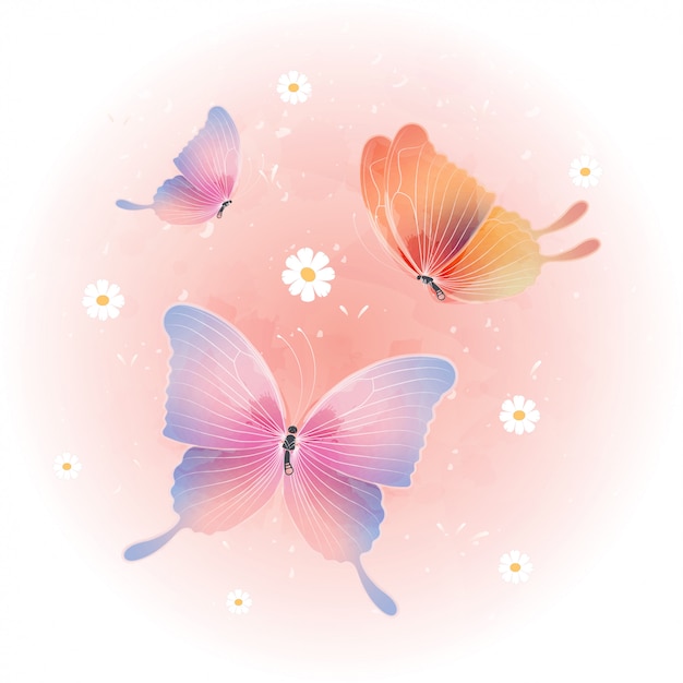Akwarela ładny motyl. piękny latający motyl