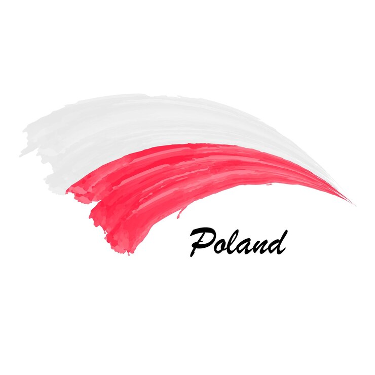 Wektor akwarela malarstwo flaga polski ilustracja obrysu pędzla
