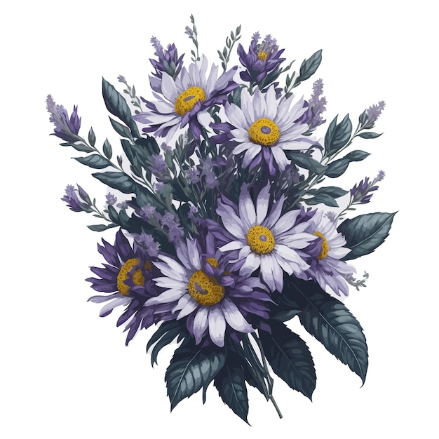 Plik wektorowy akwarela michaelmas daisy fioletowa