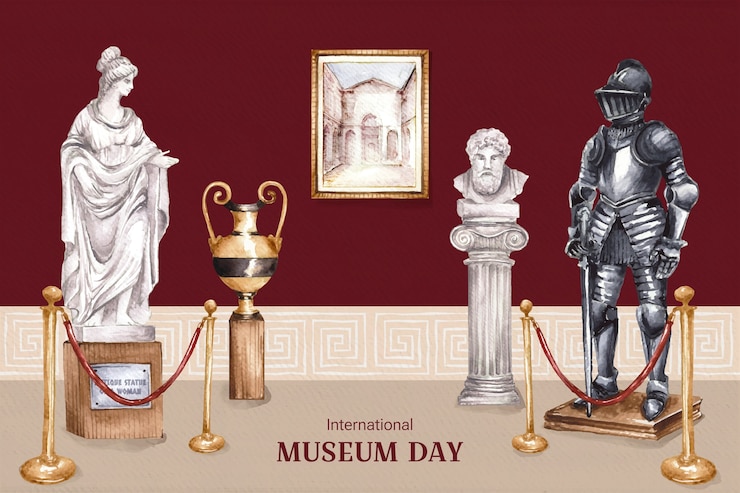 Wektor akwarela międzynarodowy dzień muzeum tło