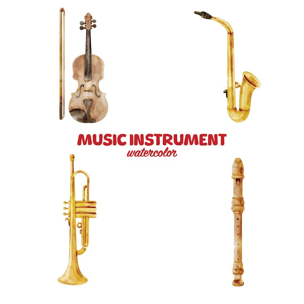 Akwarela Muzyka Element Instrumentu Clipart