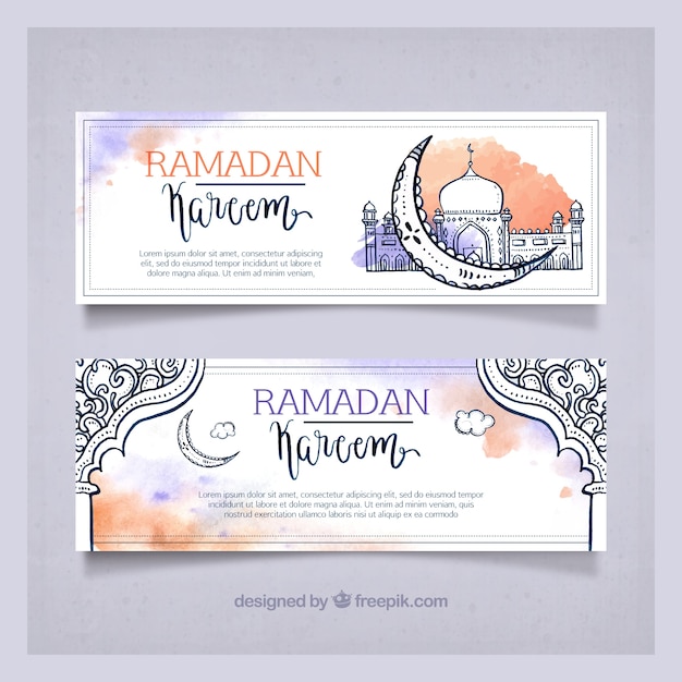 Akwarela Ręcznie Rysowane Ramadan Kareem Transparenty