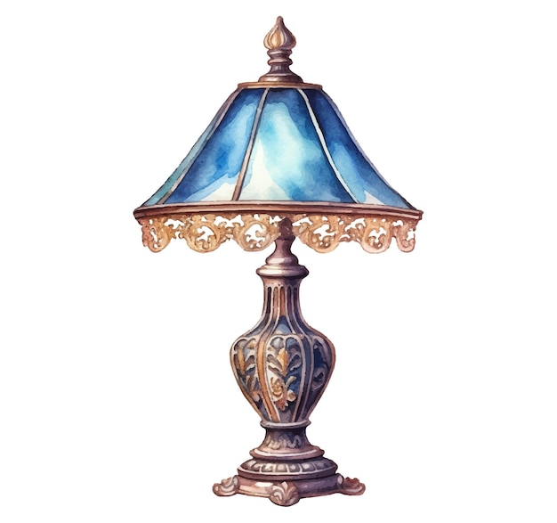 Plik wektorowy akwarela, rysunek vintage lampy