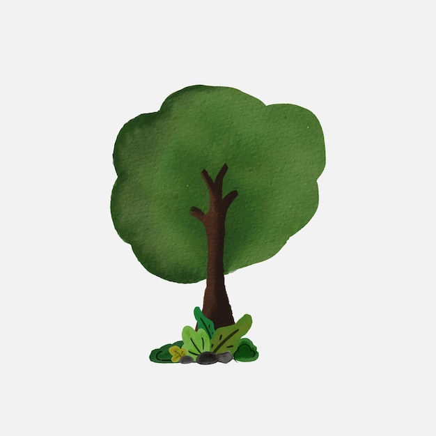 Akwarela Stylizowane Drzewa Ilustracja Wektora Naturalnego Widok Z Boku Drzewa Ilustracji Wektorowych