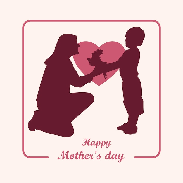 Akwarela Sylwetka Matki Z Jej Dzieckiem Karta Ilustracji Wektorowych Happy Mothers Day Z Piękną Kobietą I Dzieckiem