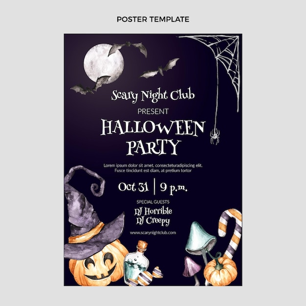 Plik wektorowy akwarela szablon pionowy plakat halloween
