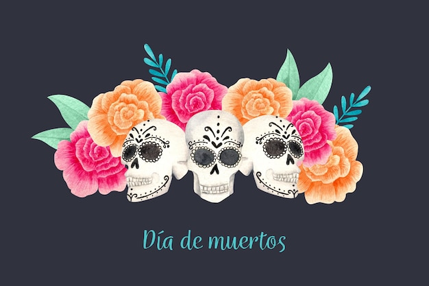 Akwarela Tło Dia De Muertos