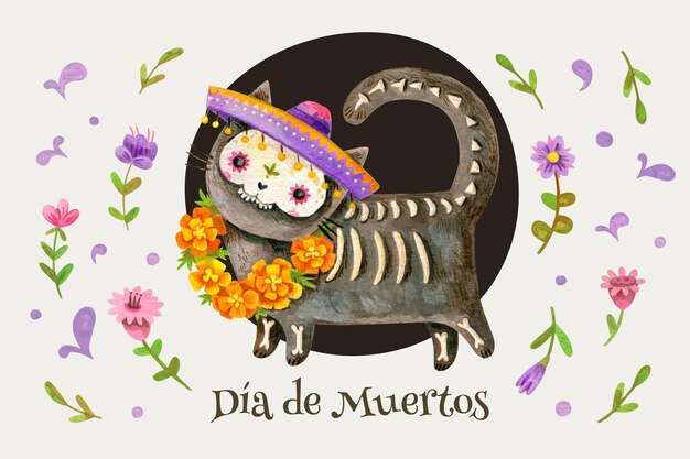 Akwarela Tło Dia De Muertos