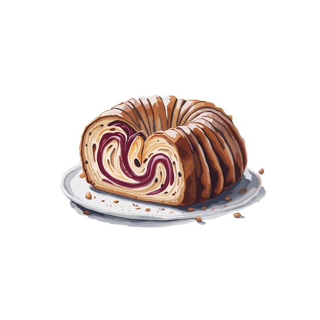 Akwarela Wektor Babka Ciasto Clipart Edytowalne Białe Tło