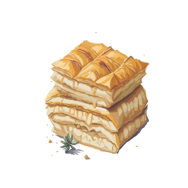 Plik wektorowy akwarela wektor baklava ciasto clipart edytowalne białe tło