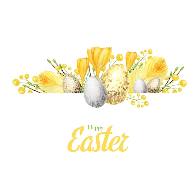 Akwarela Wiosna Szczęśliwy Wielkanoc Skład Ilustracja
