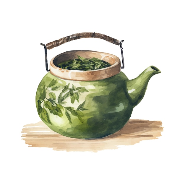 Plik wektorowy akwarela zielona herbata