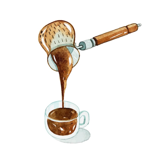 Plik wektorowy akwarelowa kawa ibrik