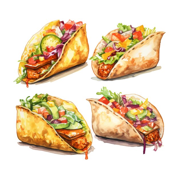 Akwarelowy obraz z kolekcji Taco Four odizolowany