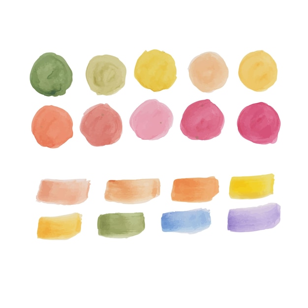 Plik wektorowy akwarelowy, ręcznie malowany kolorowy zestaw tektur z pełnymi przyciskami