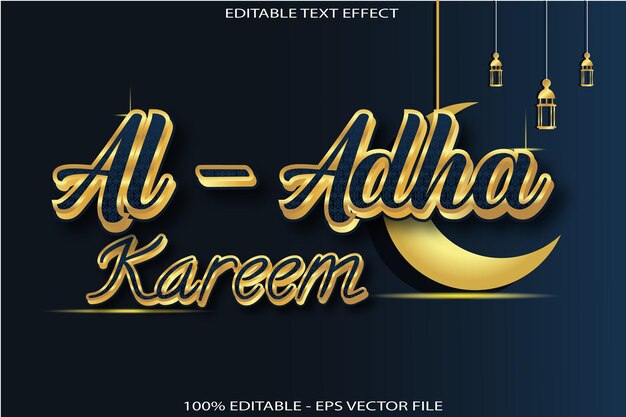 Al Adha Kareem Edytowalny Efekt Tekstowy Projekt W Stylu Gradientu 3d