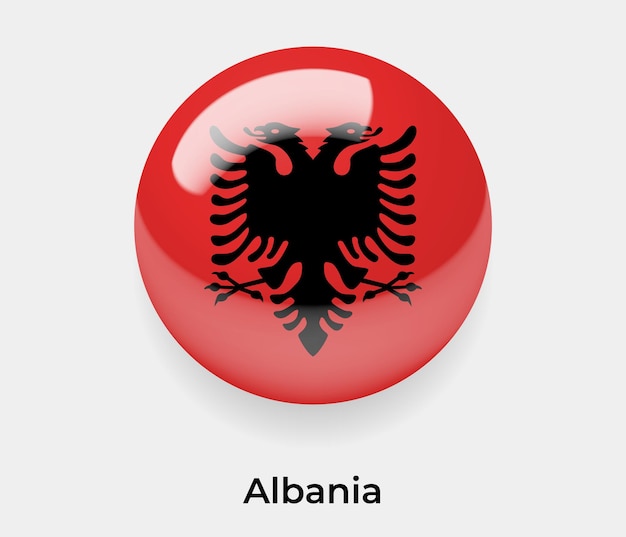 Albania Flaga Błyszczący Bańka Ikona Ilustracja Wektorowa