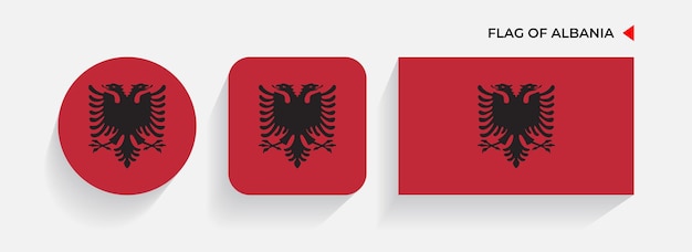 Plik wektorowy albania flagi ułożone w okrągłe kwadratowe i prostokątne kształty