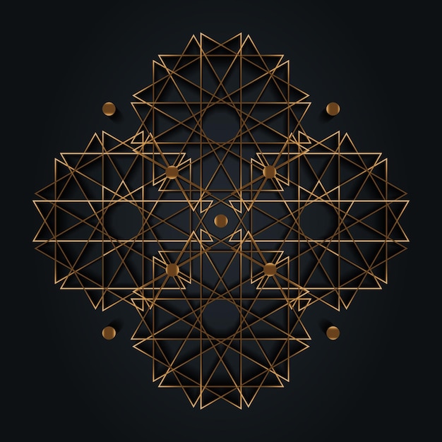 Alchemy Gold Sacred Mandala, Luksusowy Abstrakcyjny Geometryczny Złoty Krąg Mandala Logo Concept Vector