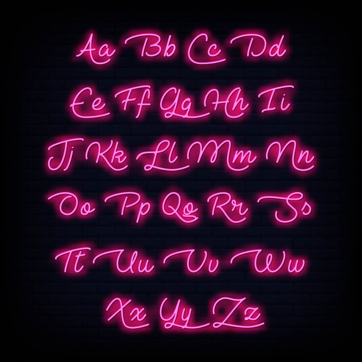 Wektor alfabet czcionka typografia neon znak
