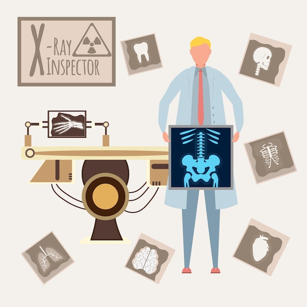 Alfabet kolorowy wektor Księga zawodów Zawód XRay Inspektor List X