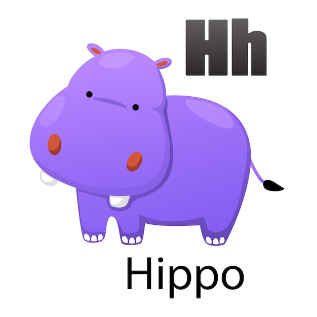 Alfabet Litery H-hippo