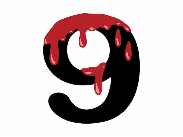 Alfabet numer 9 z ilustracją krwi