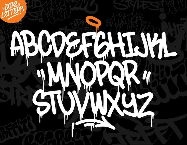 Alfabet sztuki graffiti Dekoracyjny projekt wektora czcionki graffiti