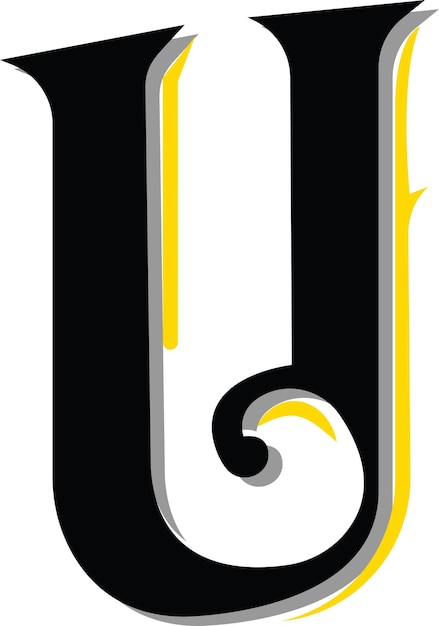 Plik wektorowy alfabet u dla logo w kolorach czarnym i złotym