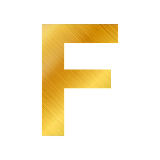 Alfabetu angielskiego złota tekstura litera F na białym tle Vector