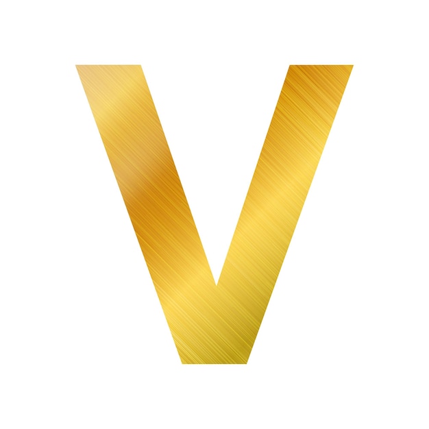 Alfabetu angielskiego złota tekstura litera V na białym tle Vector