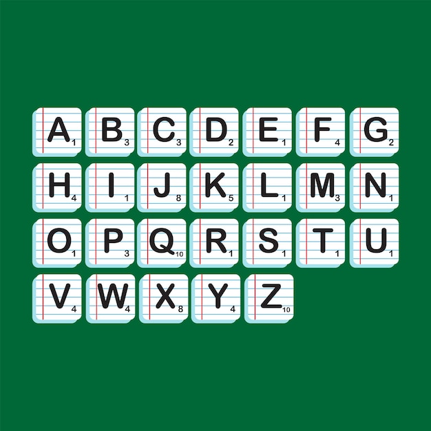 Plik wektorowy alfabety liter abc w koncepcji bloku scrabble