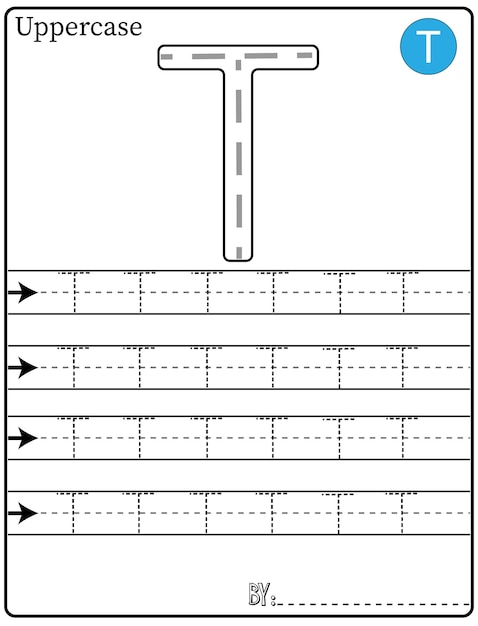 Plik wektorowy alfabety śledzenie liter krok po kroku az napisz literę alfabet lekcja pisania dla dzieci