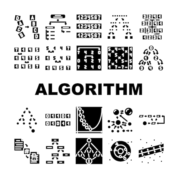 Algorytm Sortowania Danych, Filtry, Ikony, Zestaw, Wektor