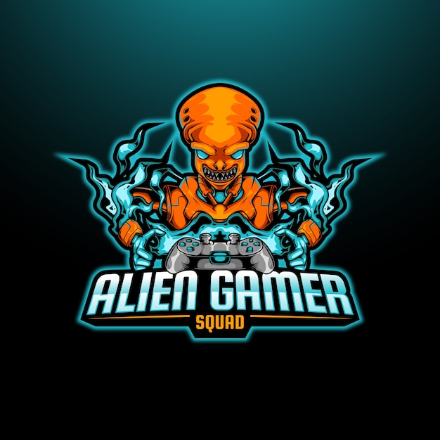 Plik wektorowy alien gamer maskotka esport