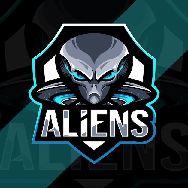 Aliens Maskotka Logo Szablon Projektu E-sport