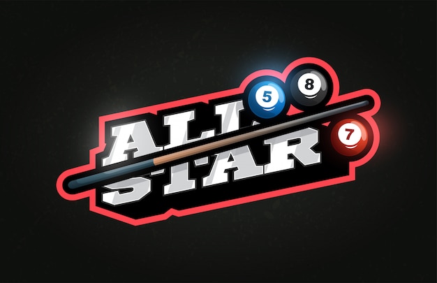 All Star Modern Profesjonalny Typografia Bilard Sport W Stylu Retro Wektor Godło I Logo Projektu