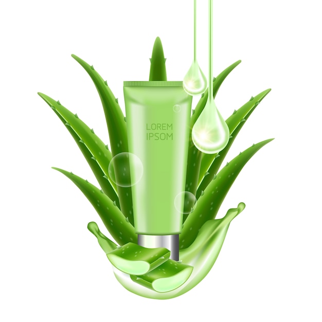 Plik wektorowy aloe vera collagen and serum for skin care cosmetic illustration