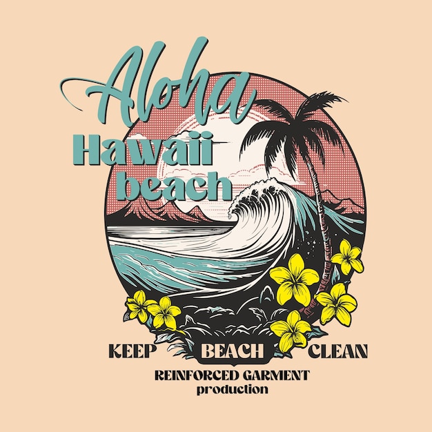 Plik wektorowy aloha hawaii beach wektorowy projekt ilustracji dla grafiki mody i odcisków koszulek