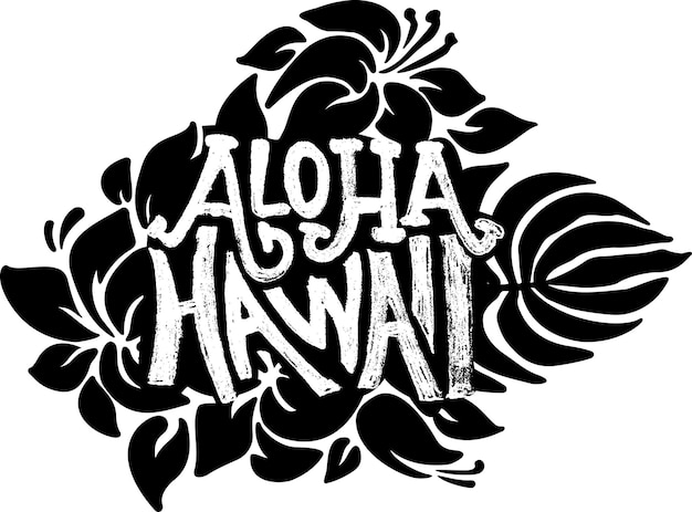 Aloha Hawaje Wektor Grunge Nowoczesny Szablon Wektora Napisów Z Motywami Kwiatowymi