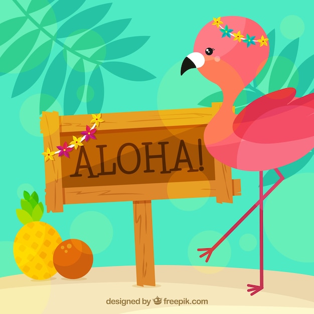 Aloha Plakat Tle Z Dość Flamingo